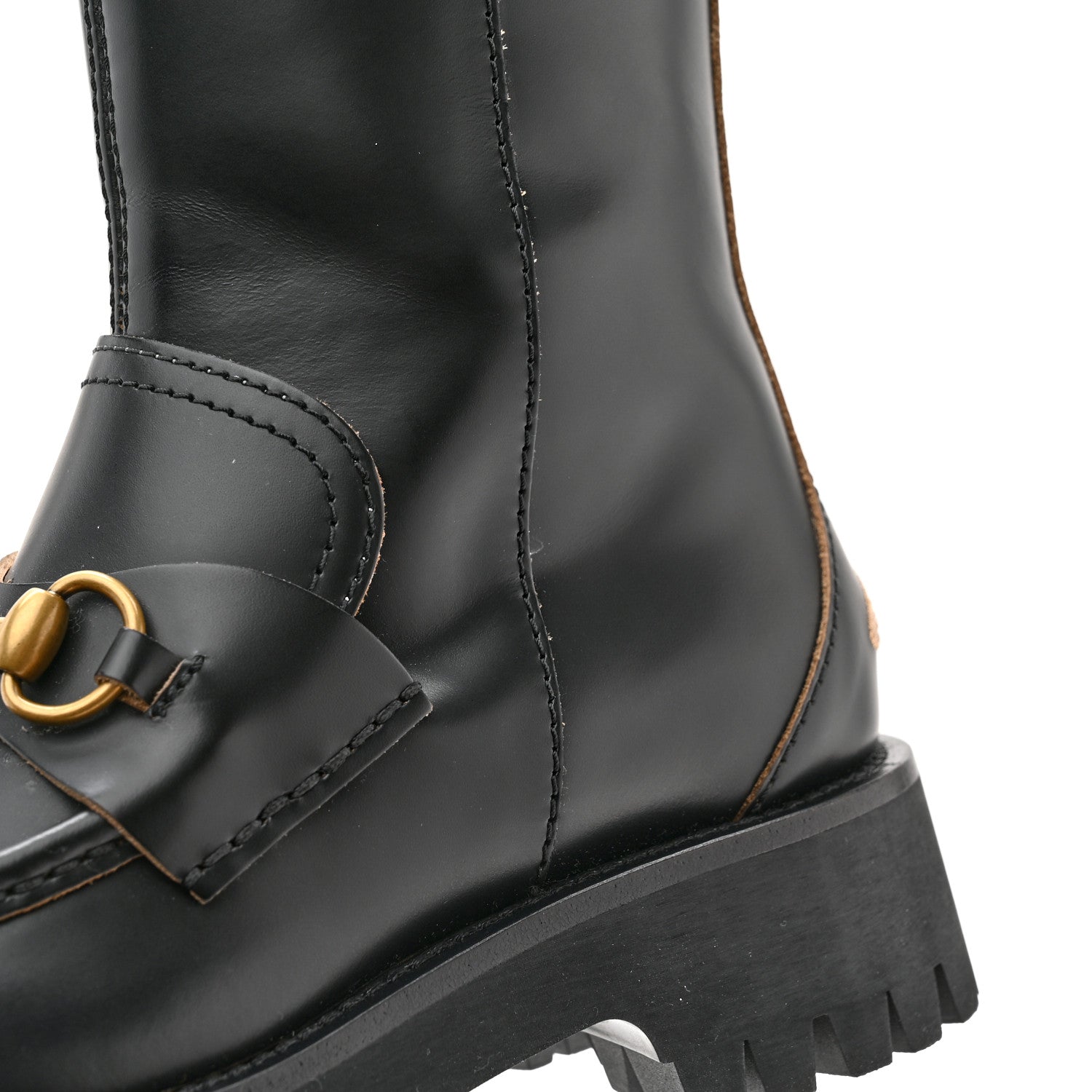 Gucci Cordovan Lux Womens Harald Horsebit 25mm Platform Boots 36 Black 10 of 12