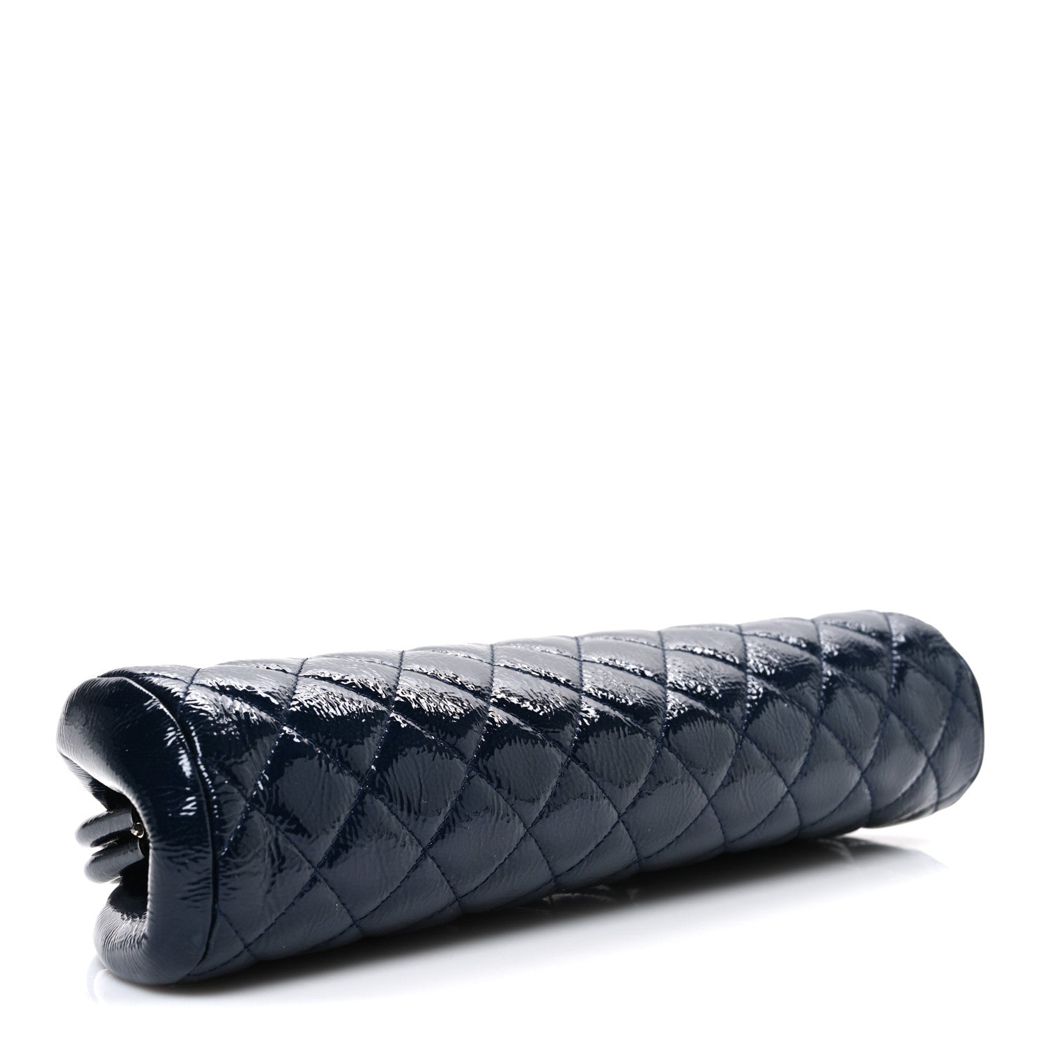 Chanel Distressed Patent Quilted Timeless Clutch Navy Blue 4 of 7