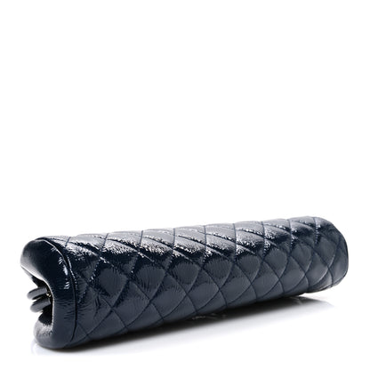 Chanel Distressed Patent Quilted Timeless Clutch Navy Blue 4 of 7