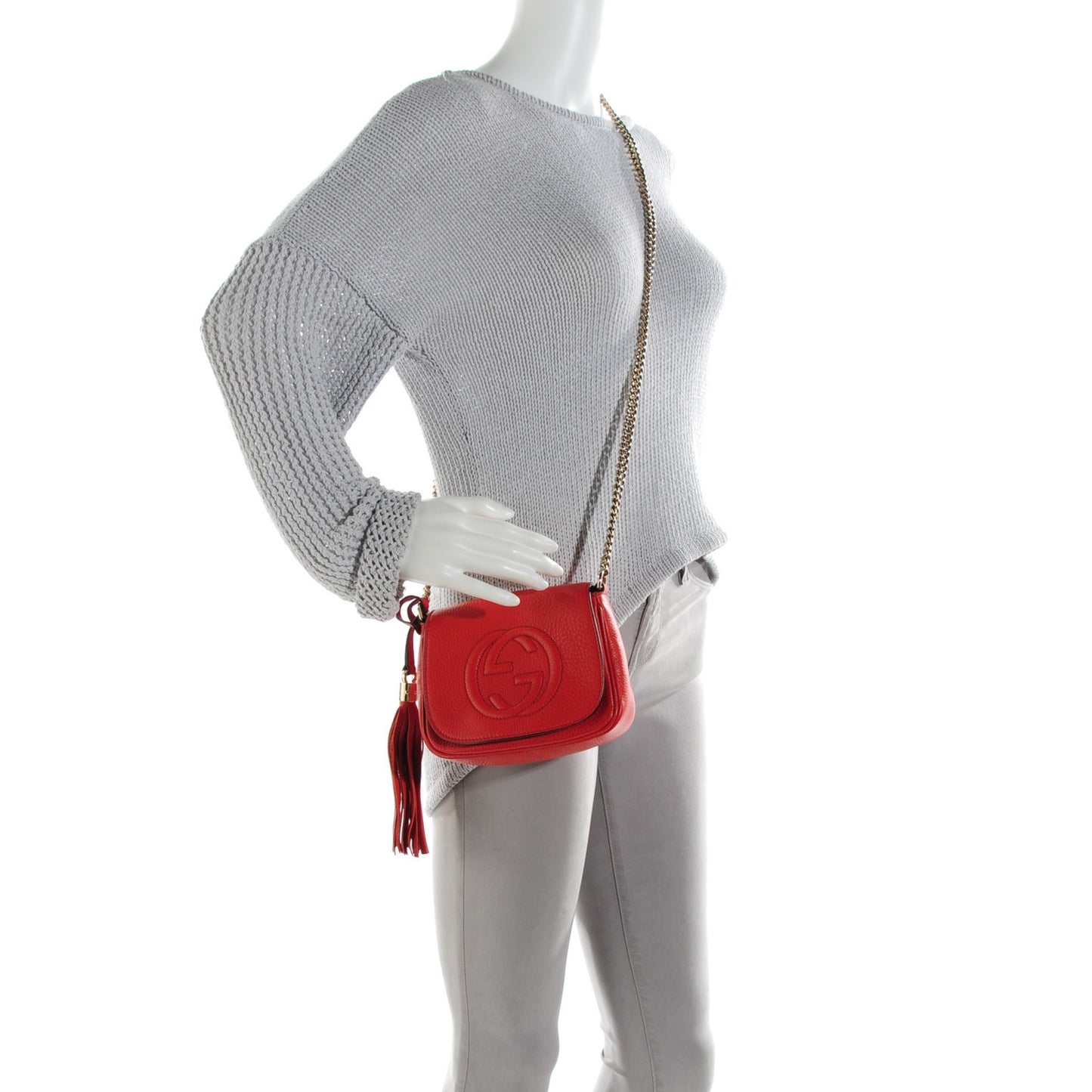 Pebbled Calfskin Small Soho Flap Crossbody Sun Orange