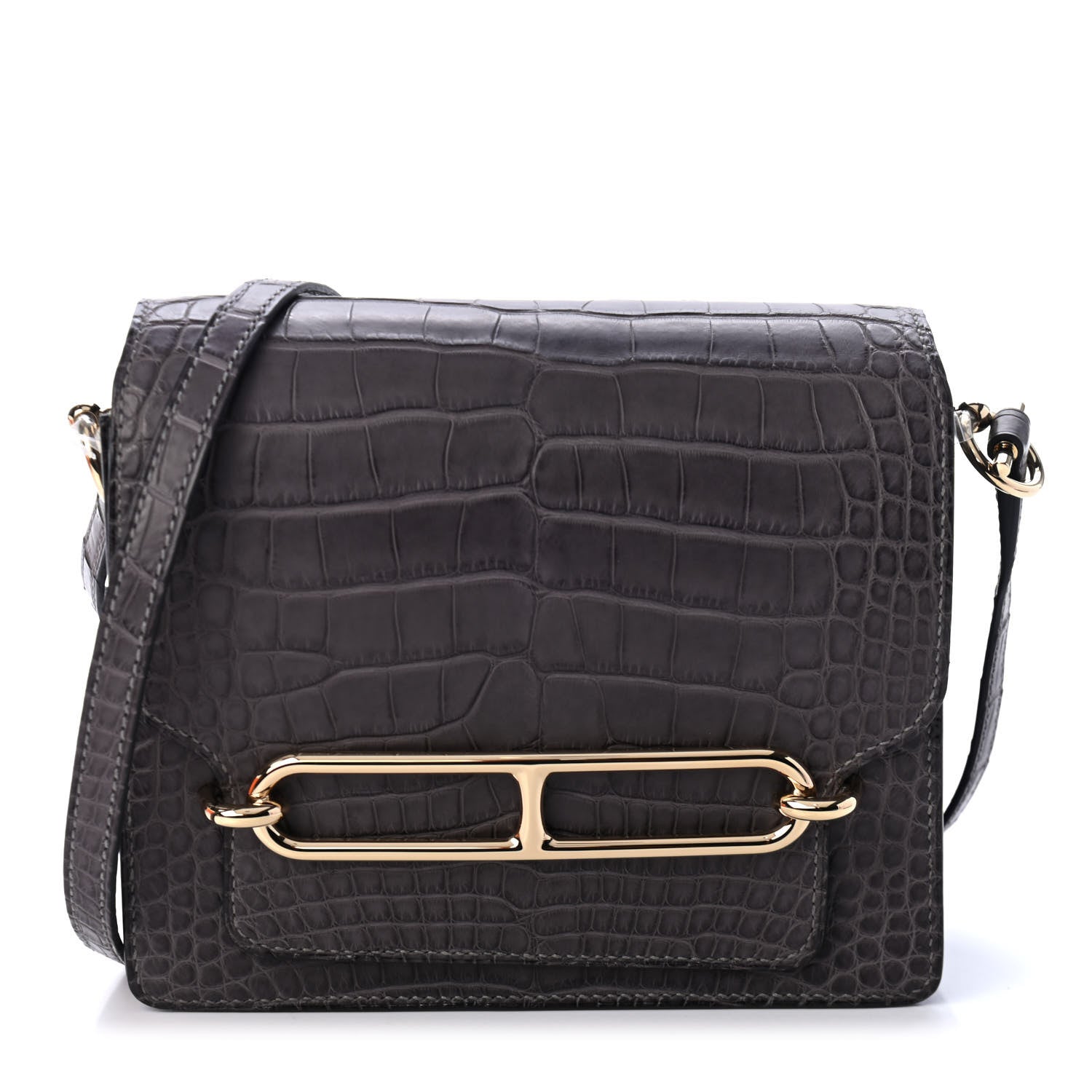 Hermes Matte Alligator Mini Sac Roulis Graphite 1 of 4