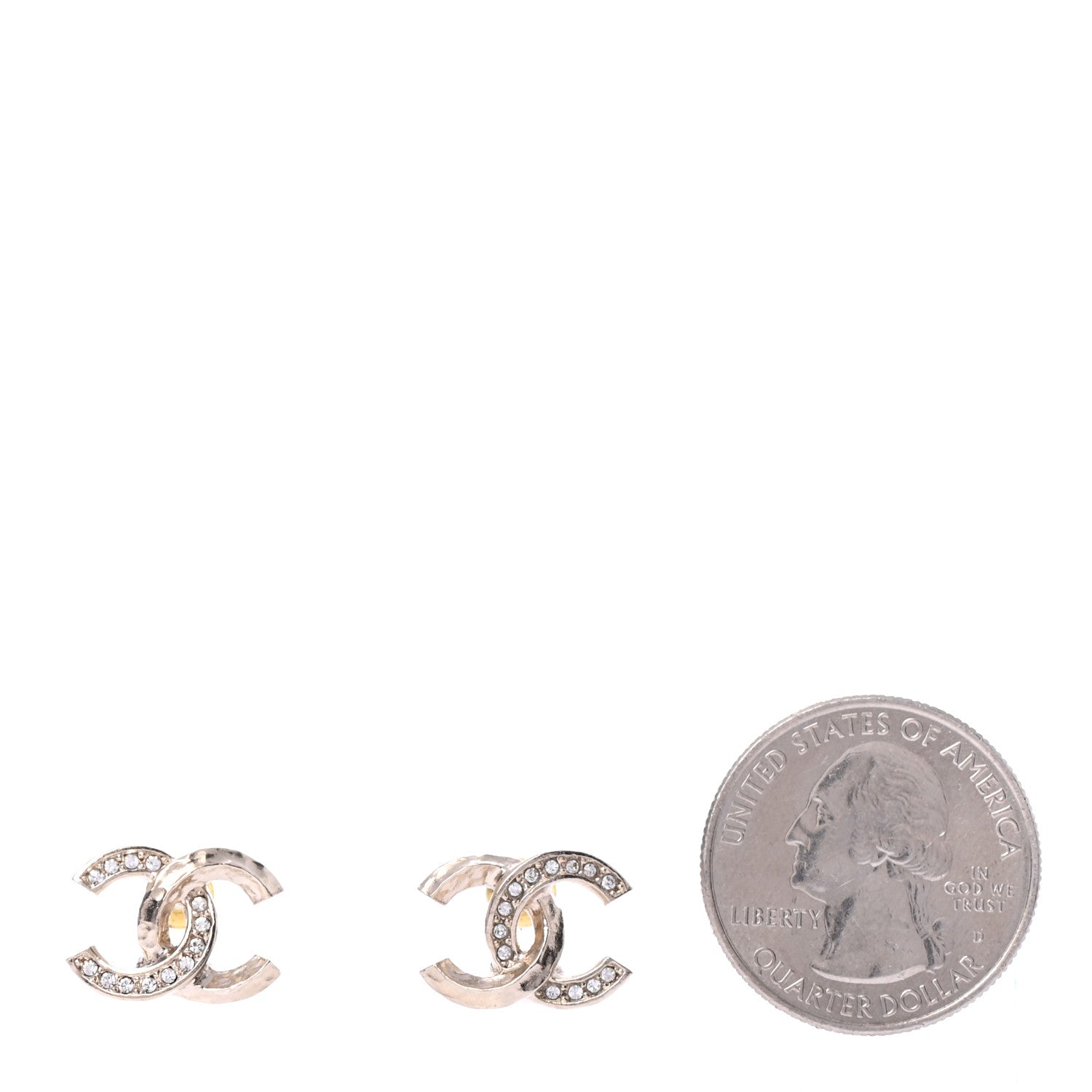 Chanel Crystal CC Earrings Gold 2 of 4