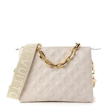 Louis Vuitton Lambskin Embossed Monogram Coussin PM Cream 1 of 8