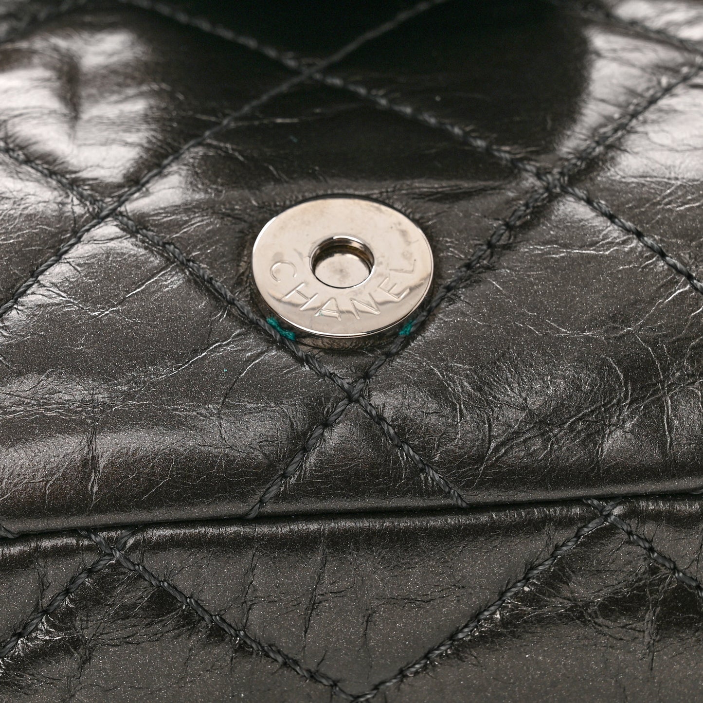 Metallic Aged Calfskin Quilted Small Chain Me Flap Black