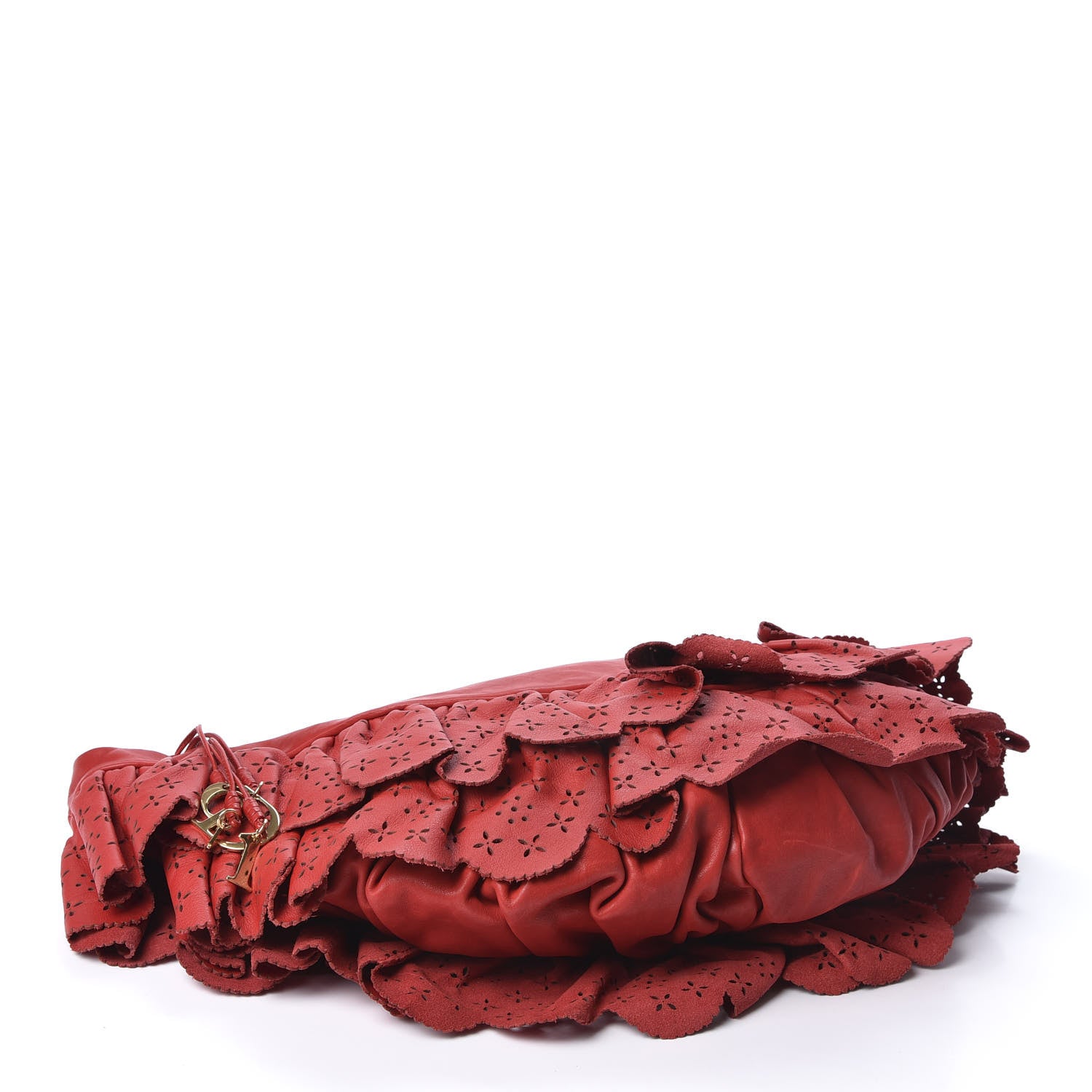 Christian Dior Washed Calfskin Gypsy Ruffles Bag Red 3 of 9