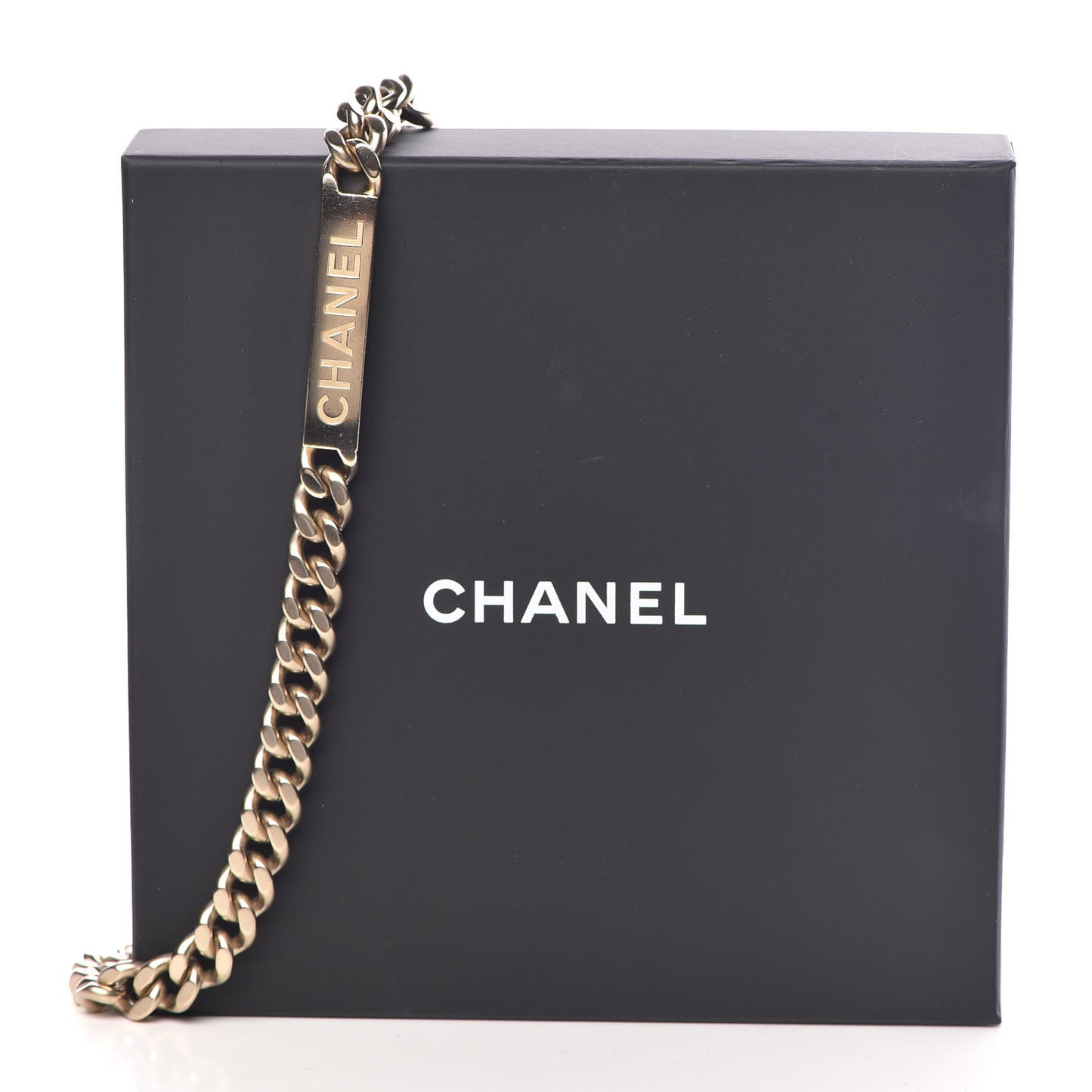 Oversized Chain Logo Necklace Gold