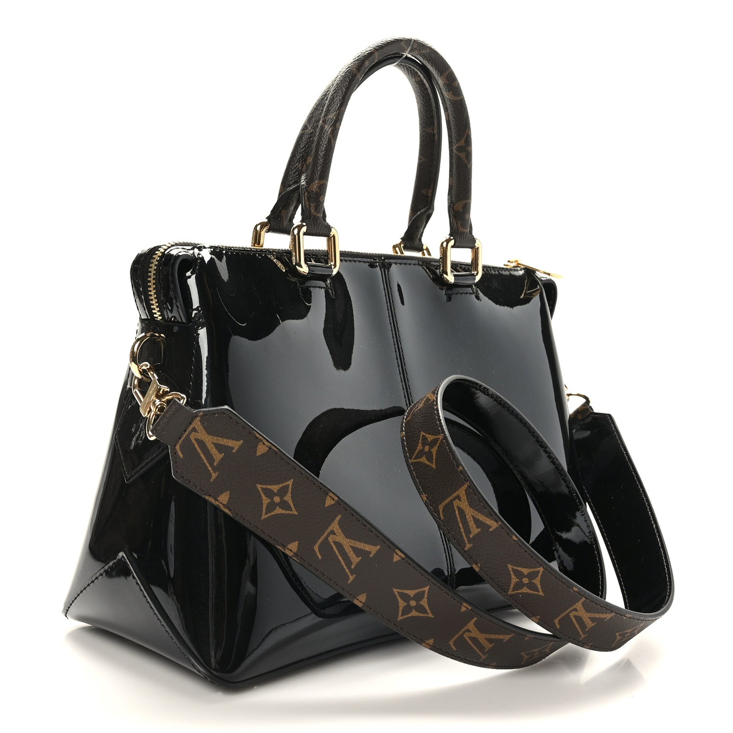 Patent Calfskin Miroir Tote Black