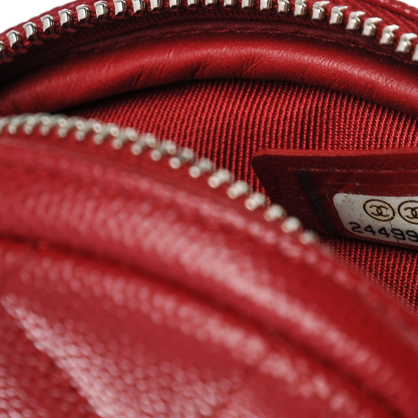 Caviar Quilted Zip Around Classic Coin Purse Red
