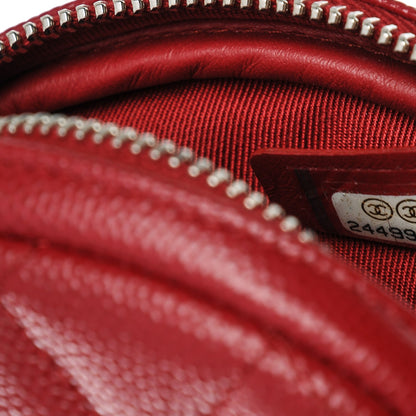Chanel Caviar Quilted Zip Around Classic Coin Purse Red 7 of 8