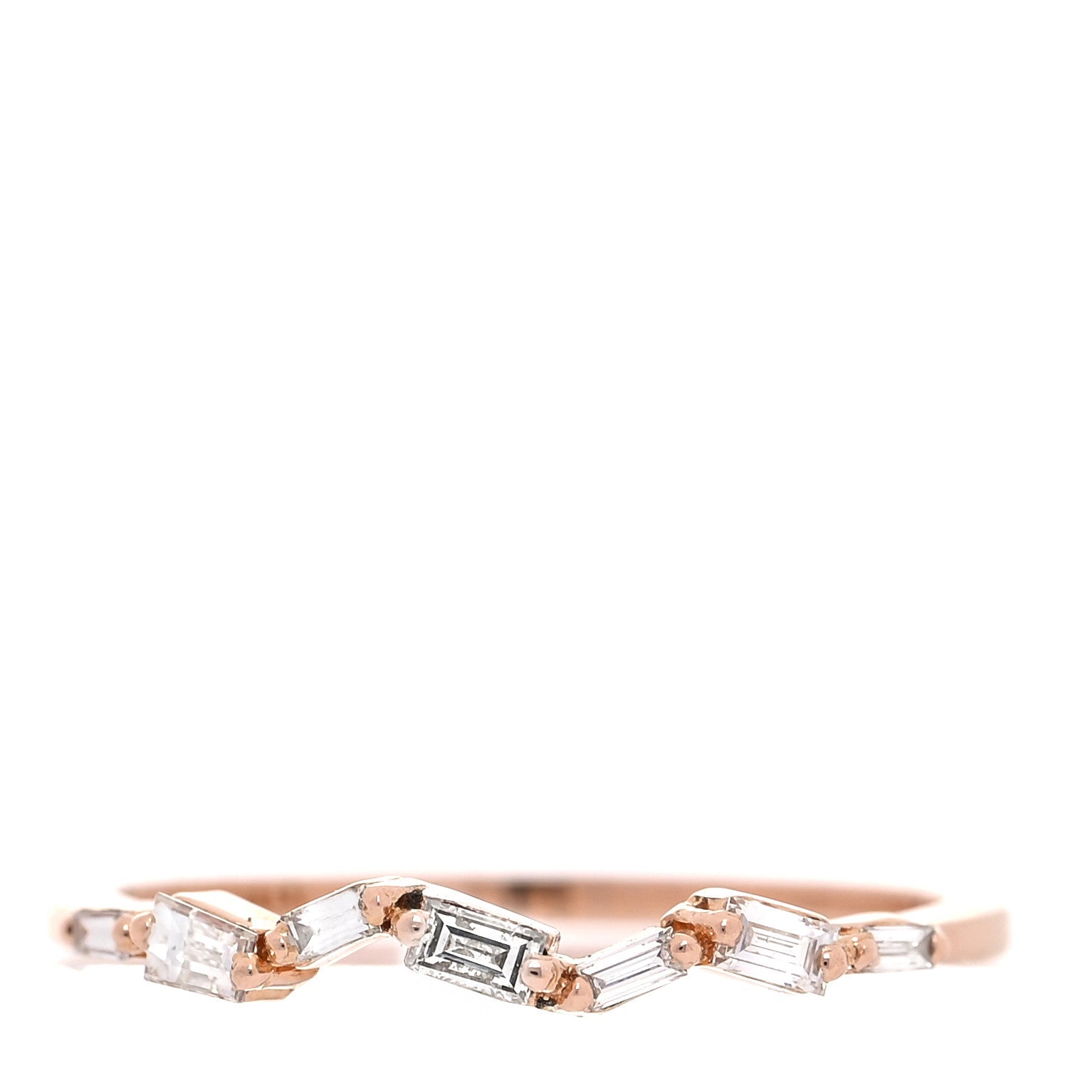 Suzanne Kalan 18K Rose Gold Diamond Thin Classic Baguette Ring 52 6 1 of 12