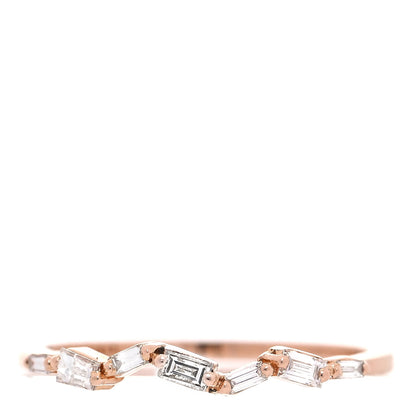 Suzanne Kalan 18K Rose Gold Diamond Thin Classic Baguette Ring 52 6 1 of 12