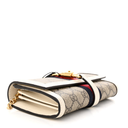 Gucci GG Supreme Monogram Textured Calfskin Web Jackie 1961 Chain Wallet Beige Ebony Mystic White 4 of 12