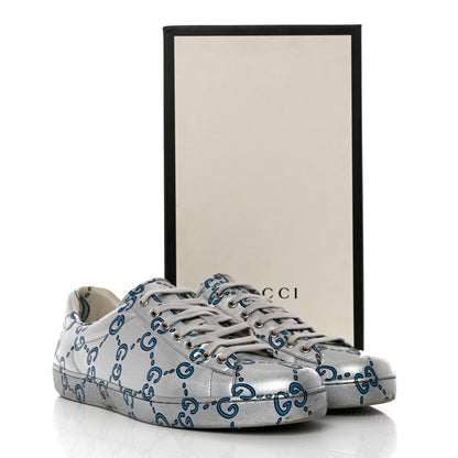 Gucci Miro Rubber Wax GucciGhost Print Mens New Ace Sneakers 10 Silver 12 of 12