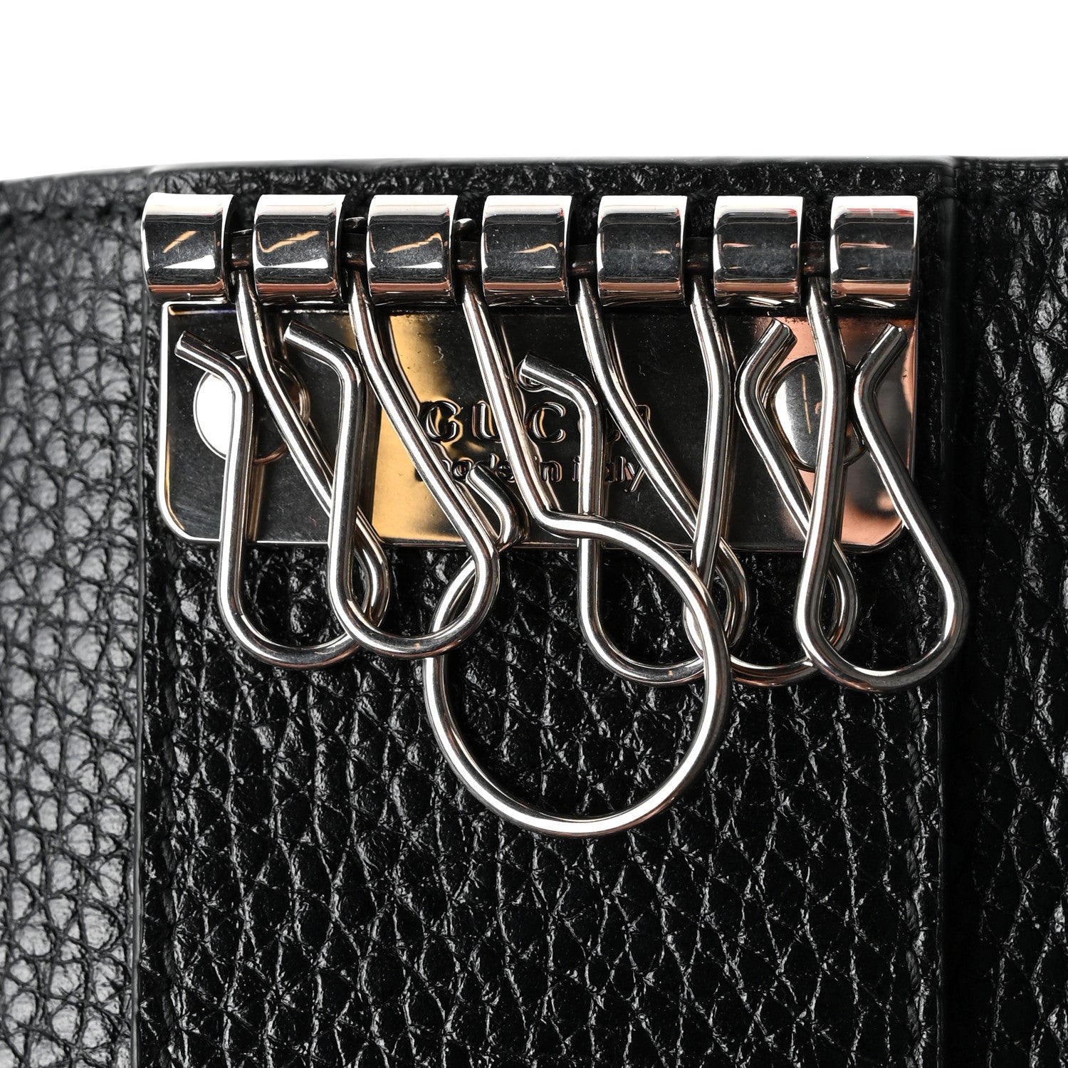Gucci Pebbled Calfskin Dorian 6 Key Holder Case Black 7 of 8