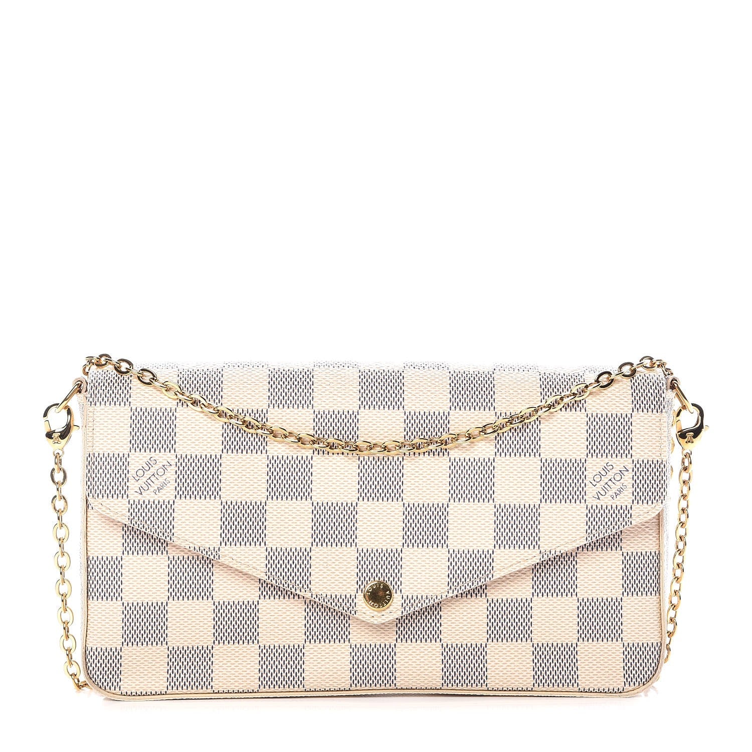 Louis Vuitton Damier Azur Pochette Felicie Chain Wallet Rose Ballerine 1 of 17