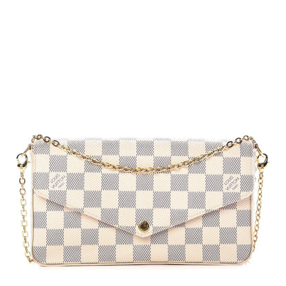 Louis Vuitton Damier Azur Pochette Felicie Chain Wallet Rose Ballerine 1 of 17