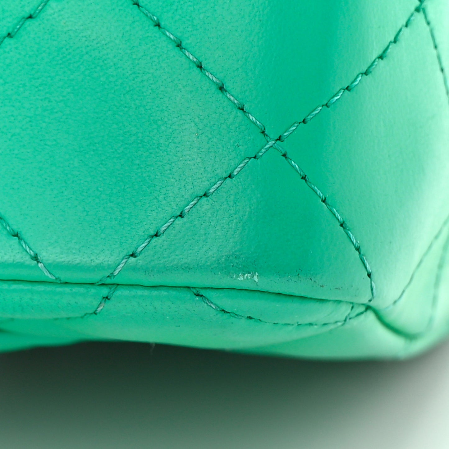 Lambskin Quilted Mini Rectangular Flap Green