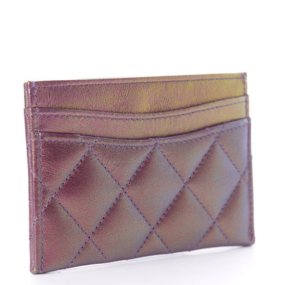 Chanel Iridescent Lambskin Quilted Card Holder Purple 3 of 8