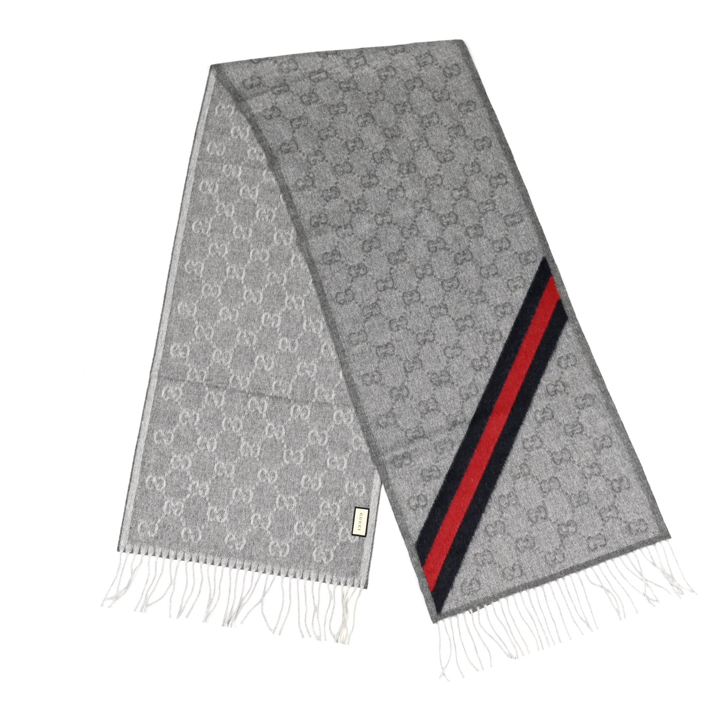 Wool Angora Monogram Web New Nikky Scarf Zinc Blue