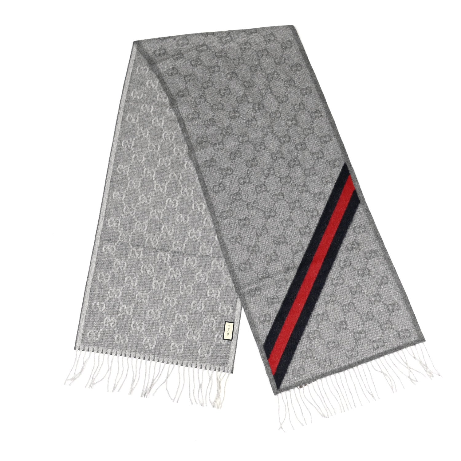 Gucci Wool Angora Monogram Web New Nikky Scarf Zinc Blue 2 of 4