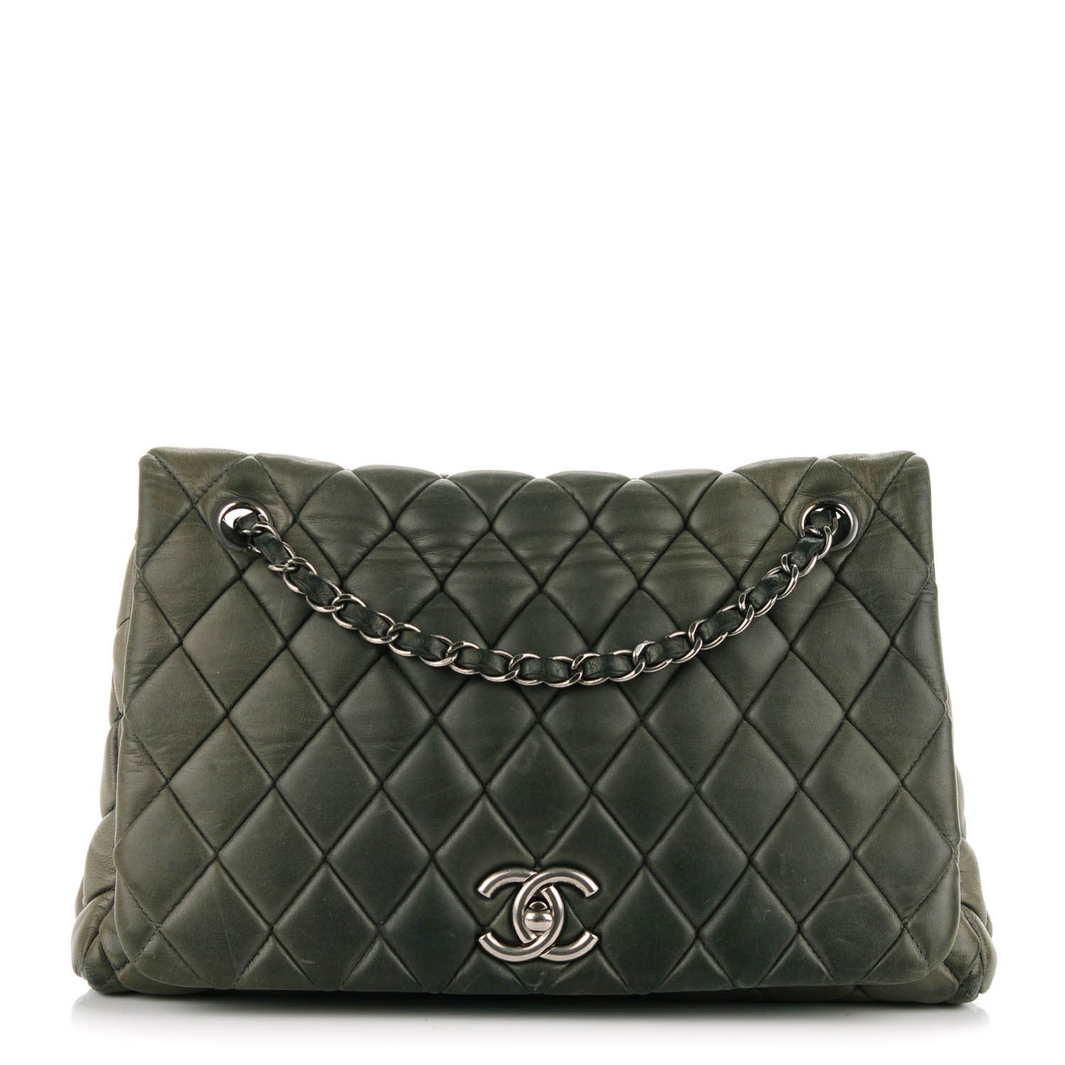 Chanel Lambskin New Bubble Quilt Flap Green 1 of 8