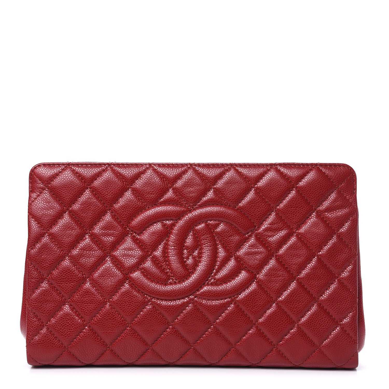 Chanel Caviar Quilted Large CC Clutch Red 1 of 13
