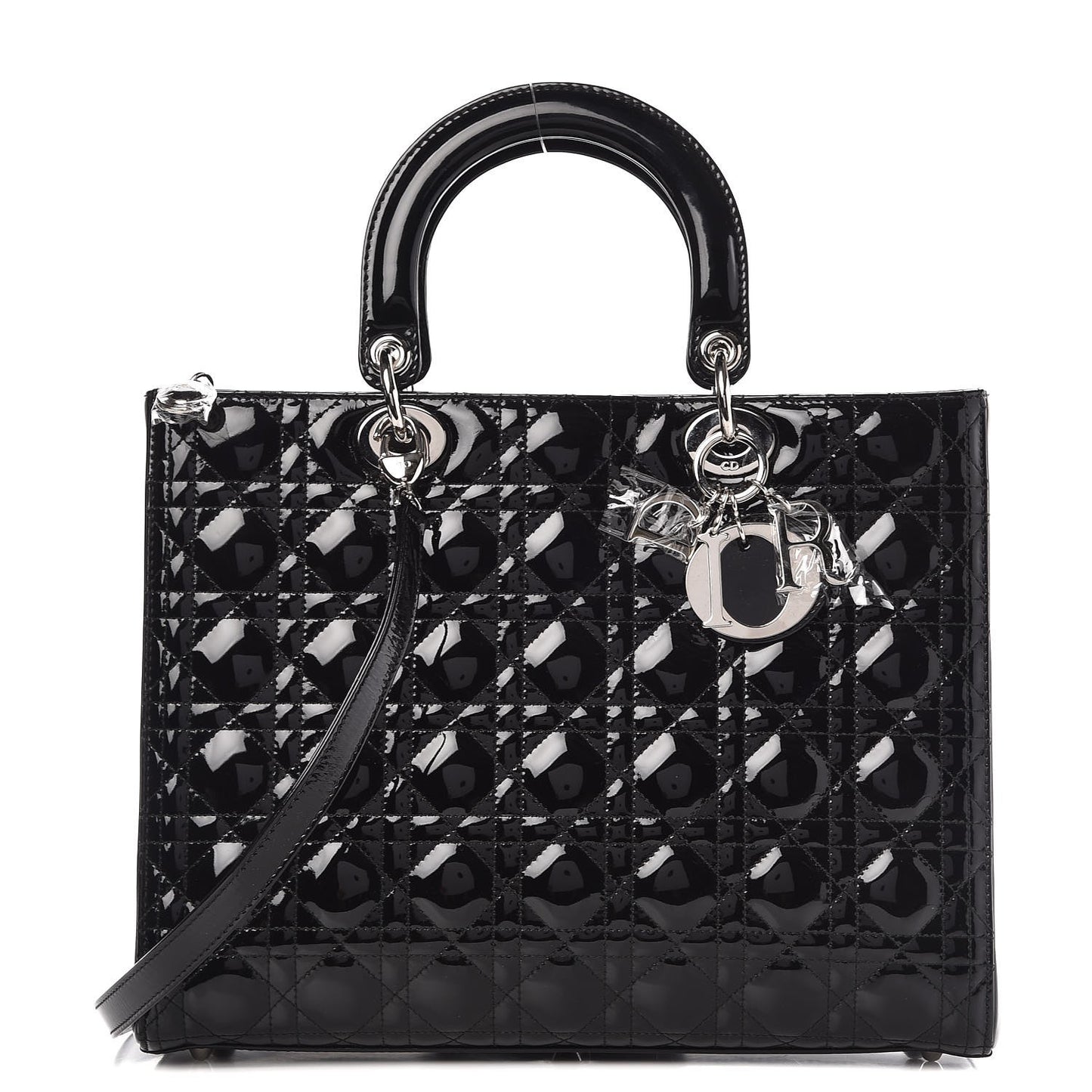 Patent Cannage Large Lady Dior Black