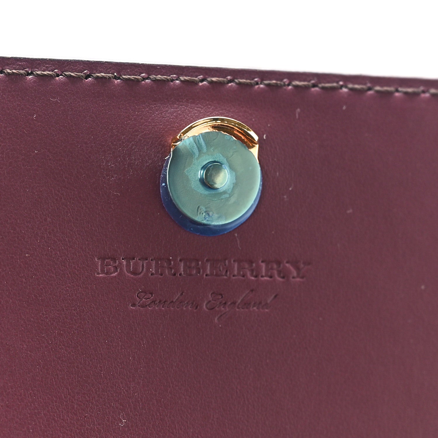 Burberry Grained Calfskin House Check Tartan Mix Hampshire Wallet On Chain Burgundy 6 of 9