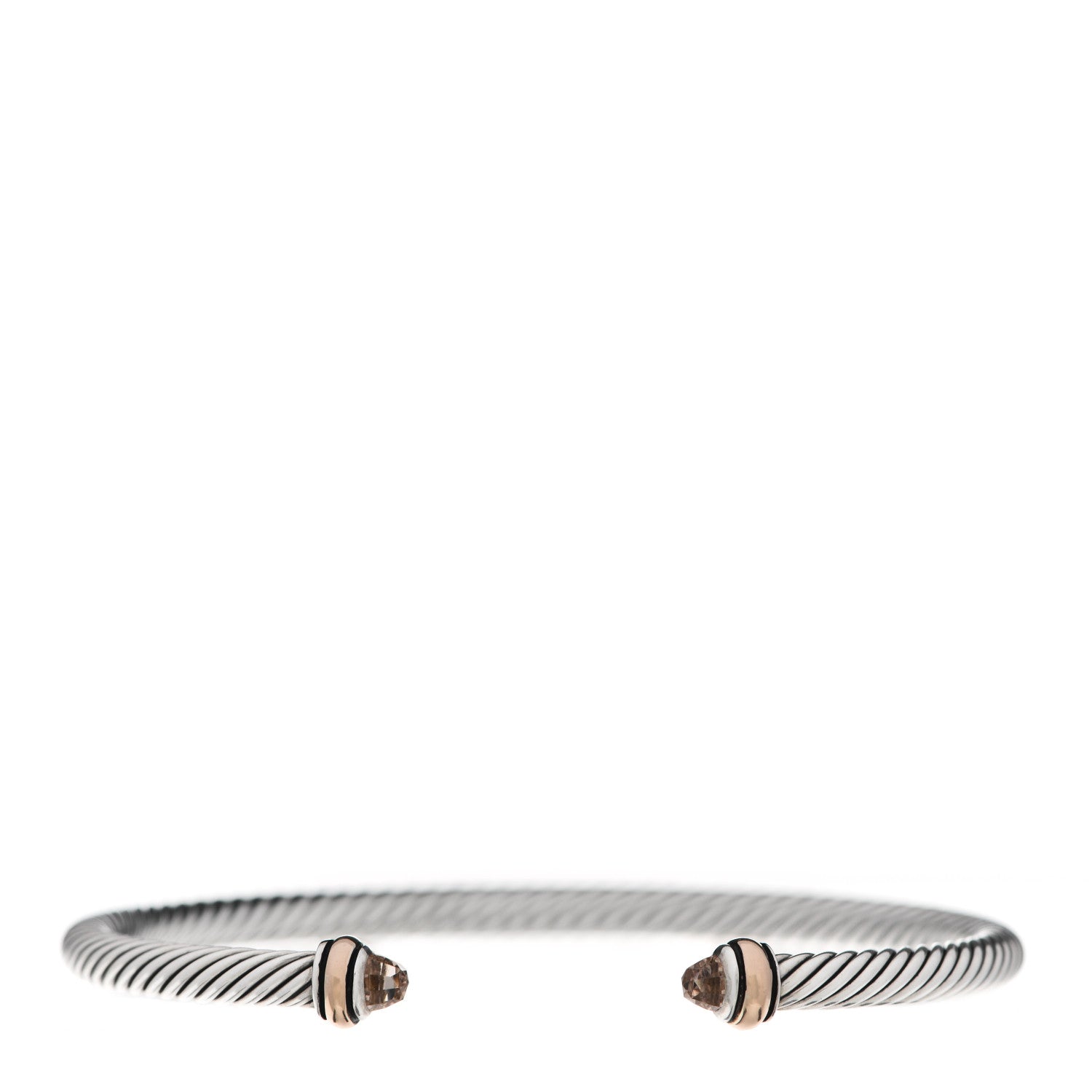 David Yurman Sterling Silver 18K Rose Gold Morganite 4mm Cable Classics Bracelet 1 of 4