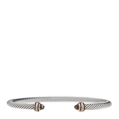 David Yurman Sterling Silver 18K Rose Gold Morganite 4mm Cable Classics Bracelet 1 of 4