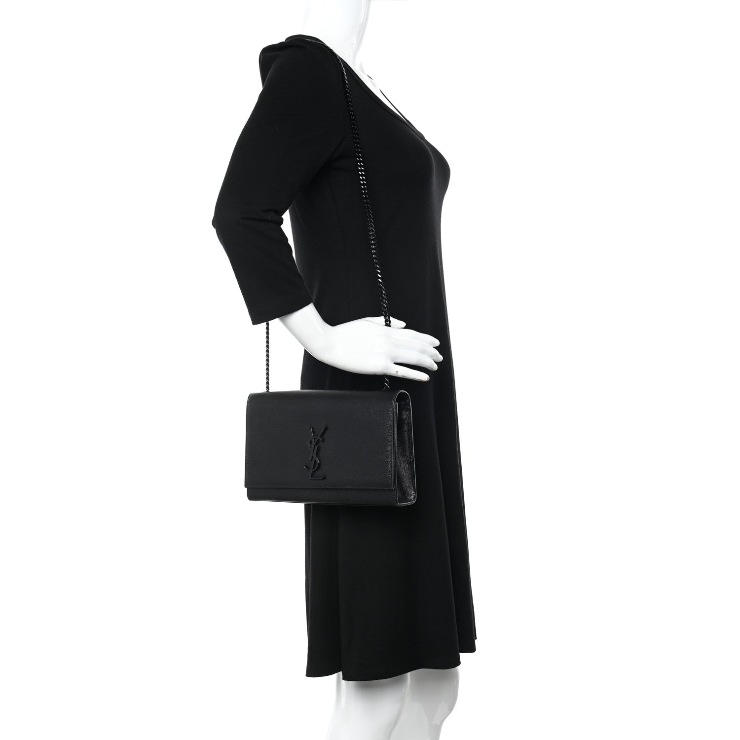 Saint Laurent Grain De Poudre Medium Classic Monogram Monochrome Kate Satchel Black 2 of 13