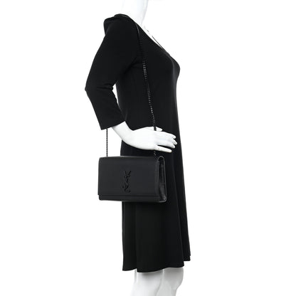 Saint Laurent Grain De Poudre Medium Classic Monogram Monochrome Kate Satchel Black 2 of 13
