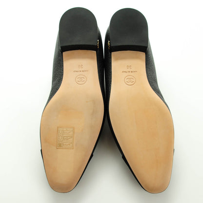 Chanel Metallic Lambskin Cap Toe Ballerina Flats 36 Black 5 of 8