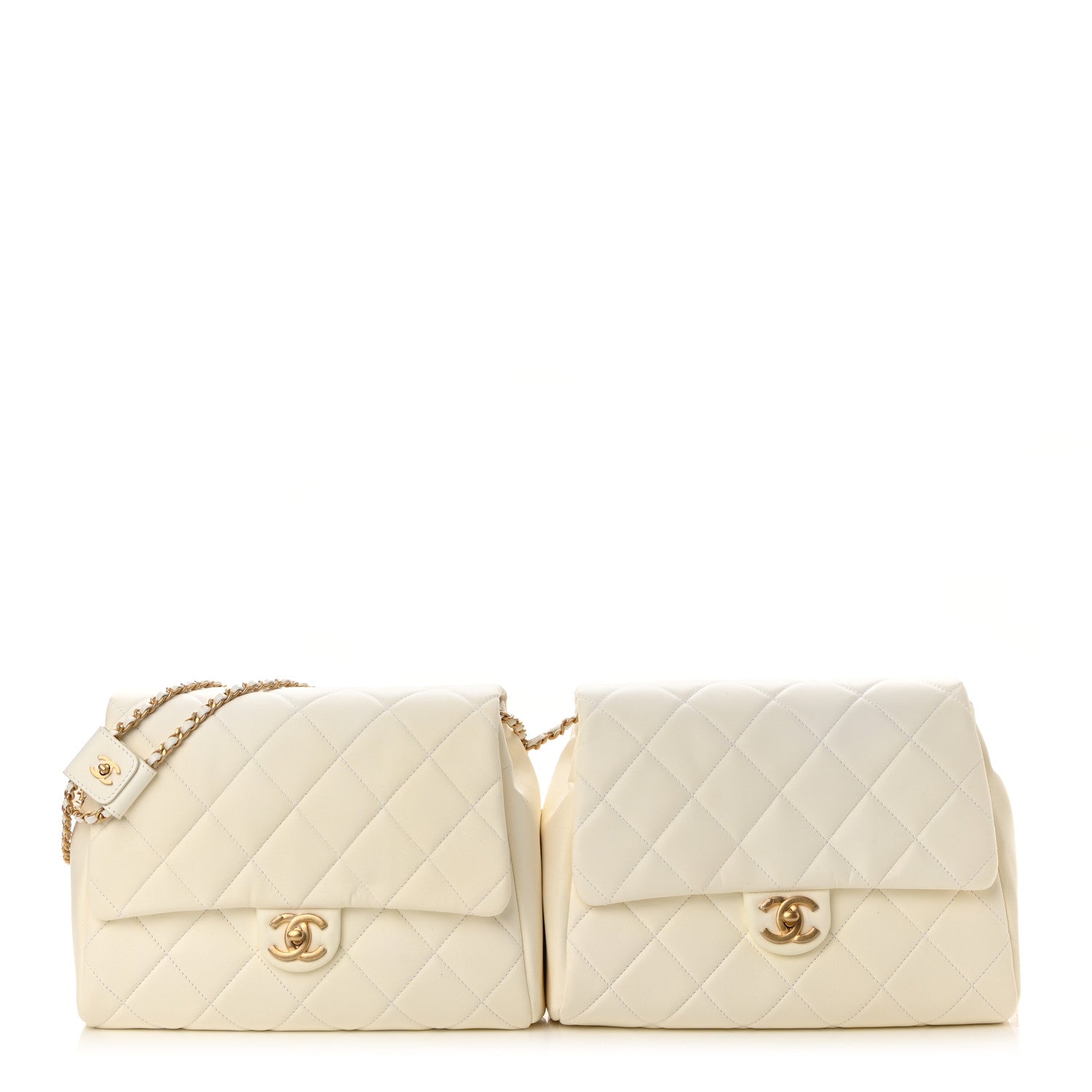 Chanel Lambskin Quilted Large Side-Packs White 1 of 14