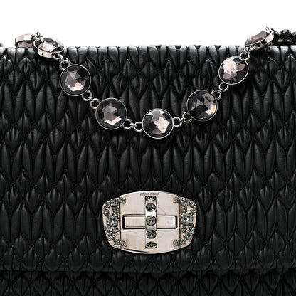 Miu Miu Nappa Matelasse Crystal Flap Clutch Black 13 of 23