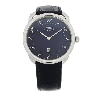 Hermes Stainless Steel Alligator 40mm Arceau Quartz Watch Bleu Abysse 1 of 4