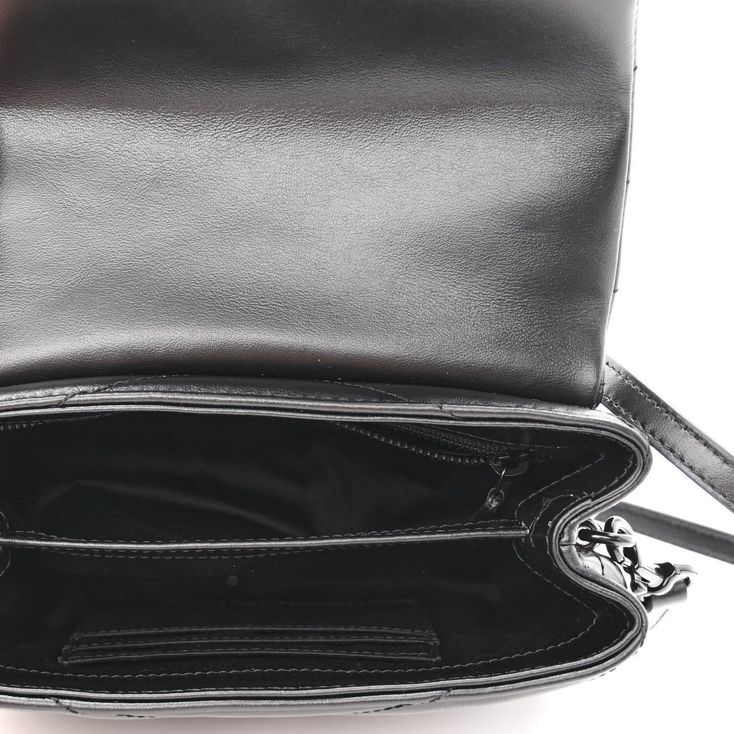 Calfskin Y Quilted Monogram Monochrome Toy Loulou Crossbody Bag Black