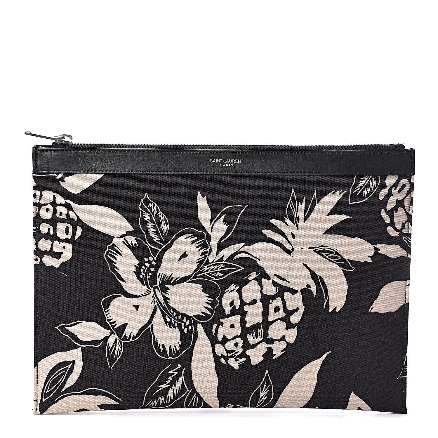 Saint Laurent Canvas Hawaiian Print Zipped Tablet Holder Black 1 of 7