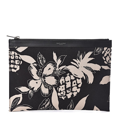 Saint Laurent Canvas Hawaiian Print Zipped Tablet Holder Black 1 of 7
