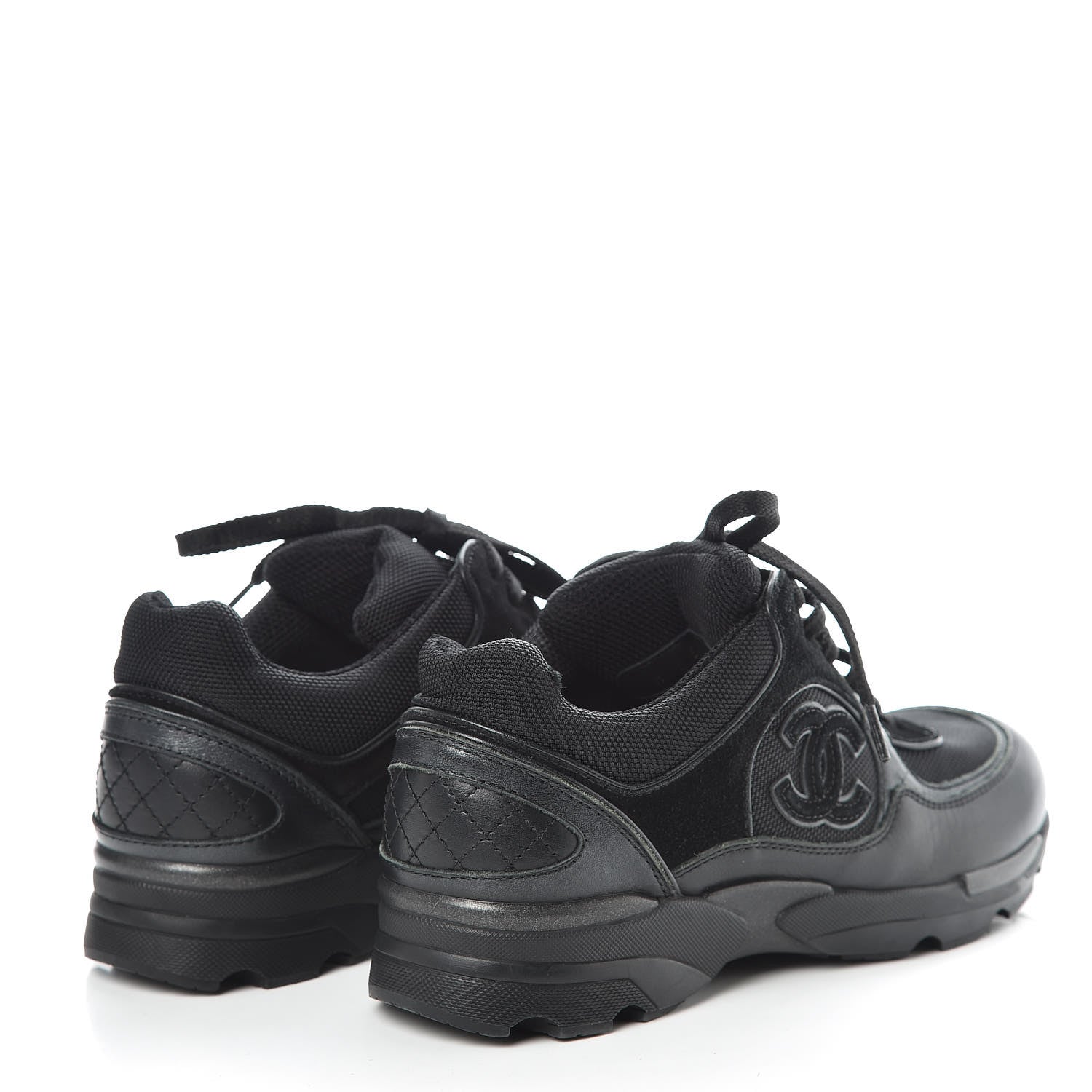 Chanel Toile Suede Calfskin CC Sneakers 35 Black 4 of 8