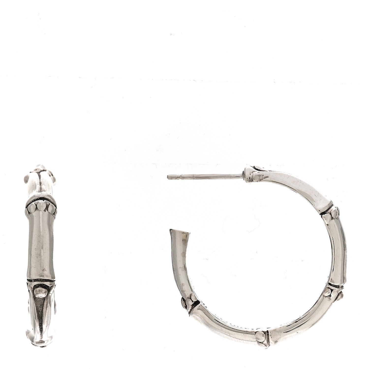 John Hardy Sterling Silver Small Bamboo Hoop Earrings 1 of 5