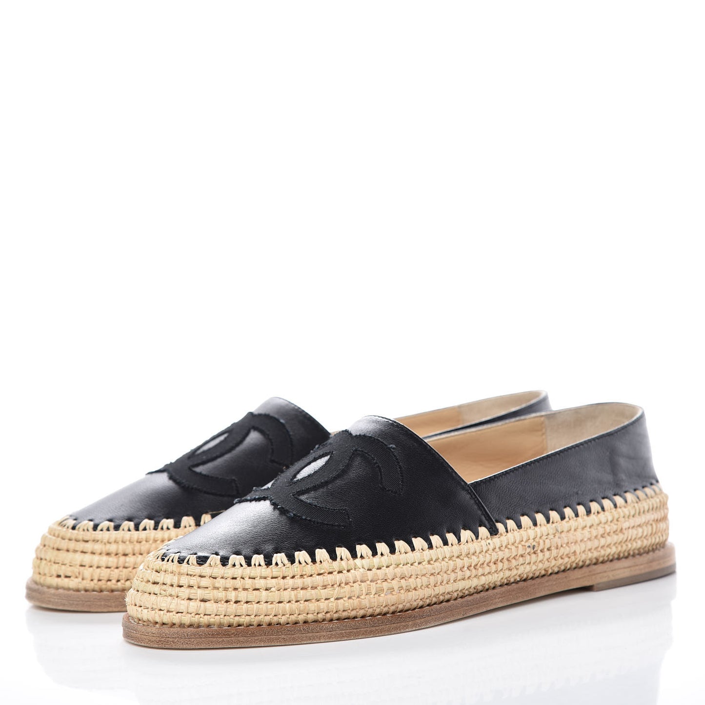 Lambskin Grosgrain CC Espadrilles 37 Black