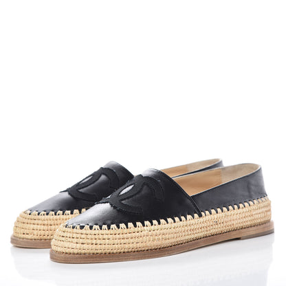 Chanel Lambskin Grosgrain CC Espadrilles 37 Black 3 of 9