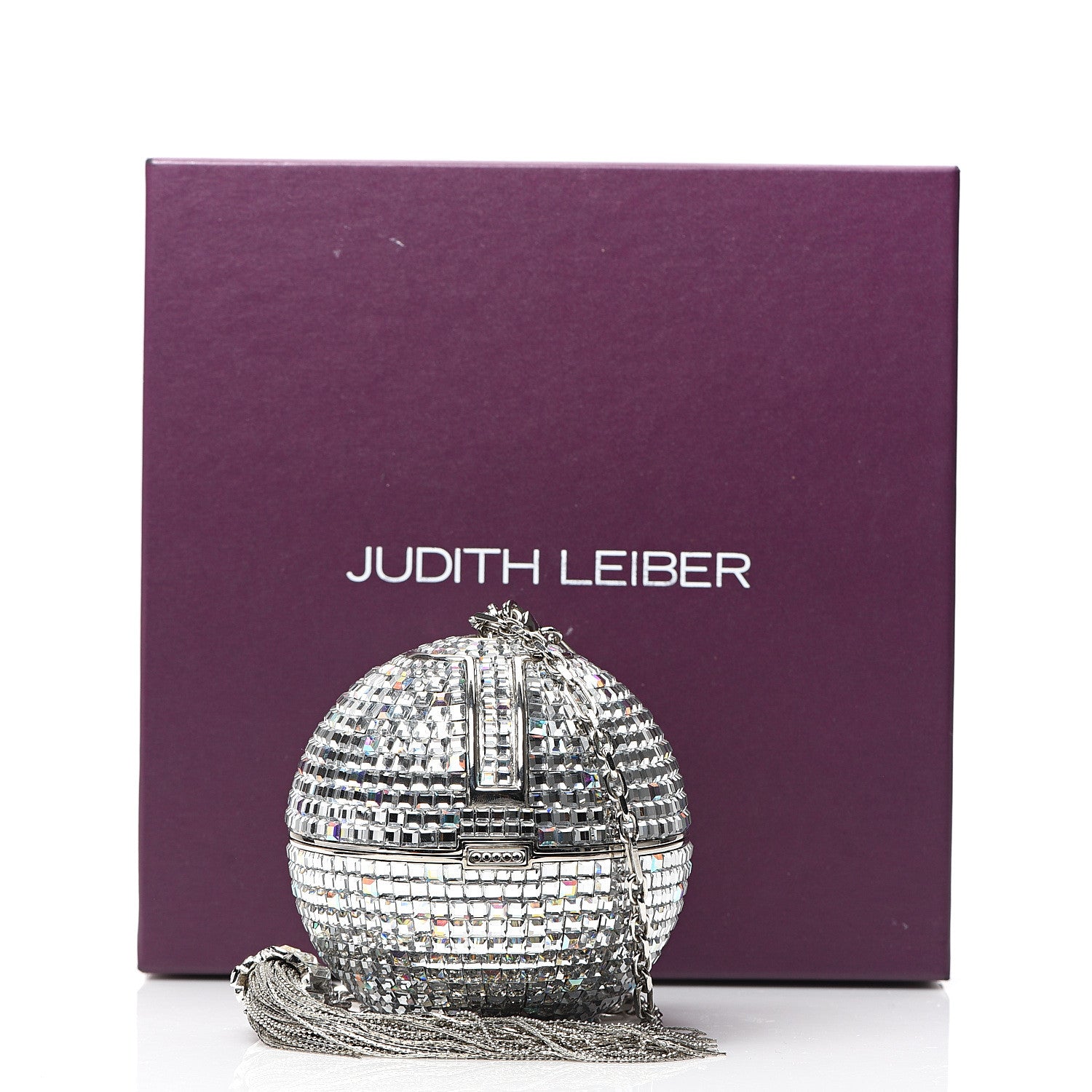 Judith Leiber Swarovski Crystal Disco Ball Minaudiere Clutch Silver 7 of 7