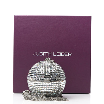 Judith Leiber Swarovski Crystal Disco Ball Minaudiere Clutch Silver 7 of 7