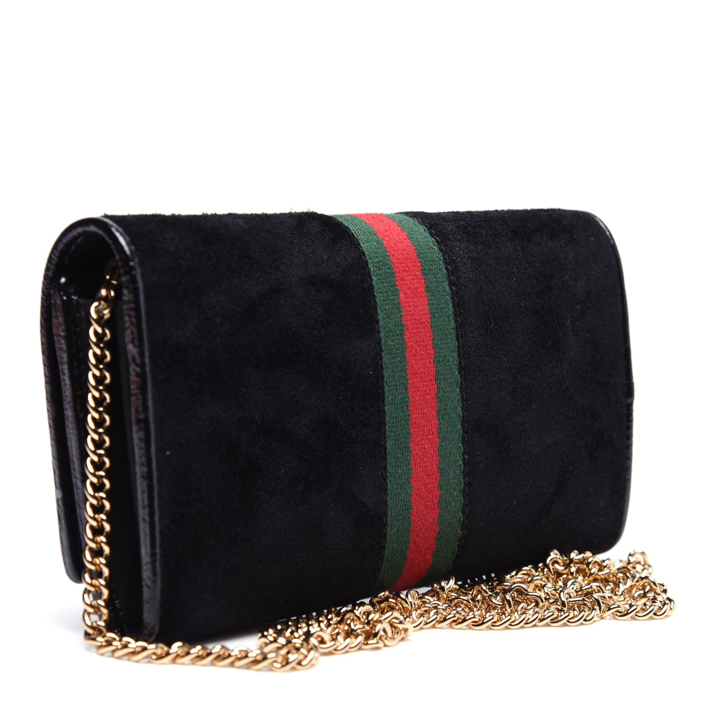 Suede Patent Web Ophidia Wallet On Chain Black
