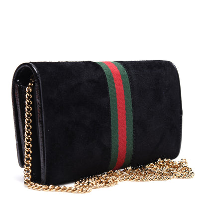 Gucci Suede Patent Web Ophidia Wallet On Chain Black 3 of 13