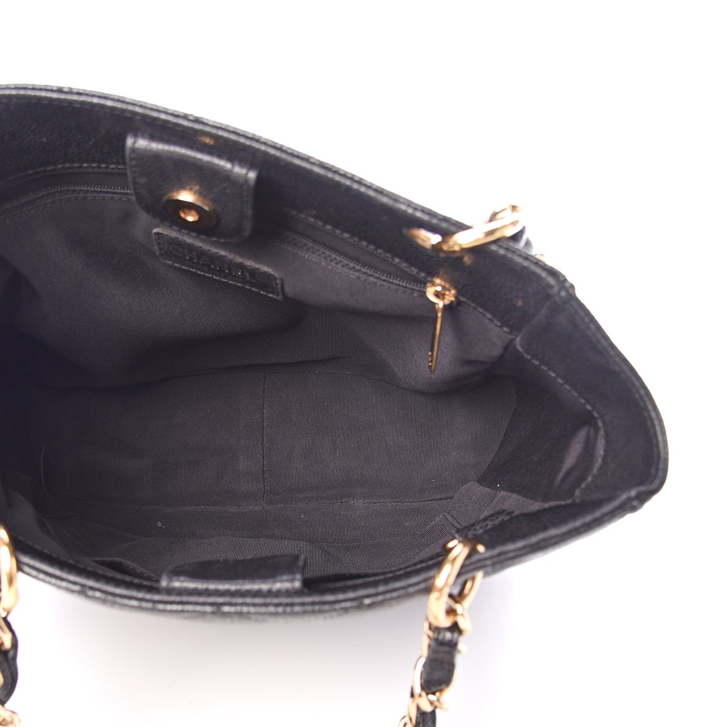 Caviar Quilted Petit Shopping Tote PST Black