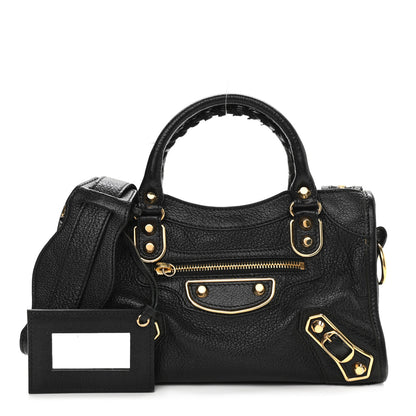 Balenciaga Chevre Gold Metallic Edge Hardware Mini City Black 1 of 12