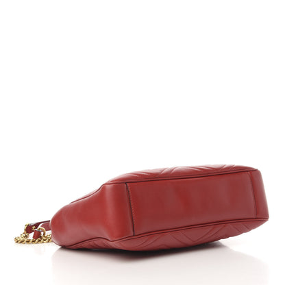 Gucci Calfskin Matelasse Medium GG Marmont Open Top Shoulder Bag Hibiscus Red 4 of 10